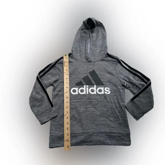 Adidas Boy’s Long Sleeve Hooded Pullover Grey Black Size:7 - Picture 3 of 5
